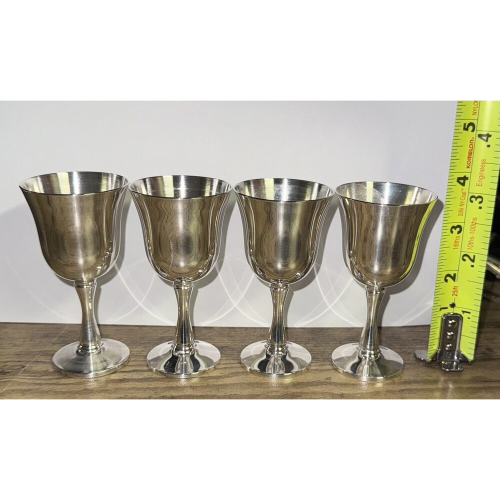 Vintage Salem Silverplate Goblets Set of 4 Bird Mark 4in Stemmed Cups